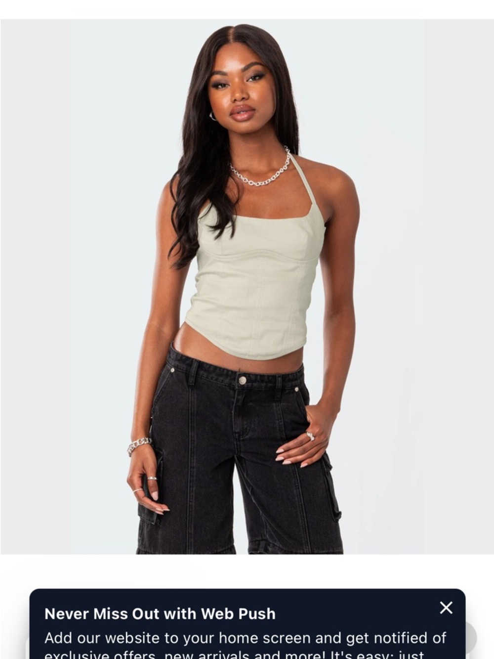 Edikted Cream Halter Square-Neck Top